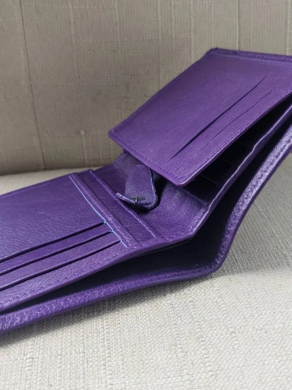 Purple Wallet Genuine Leather Bifold Cardhodler Handmade Purse Billfold New